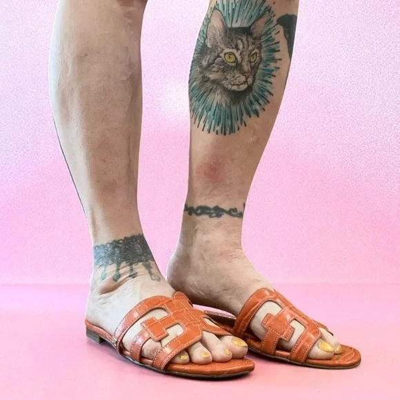 Sam Edelman Women's Bold Orange BAY Sandals flats slides 9.5 - Picture 4 of 8